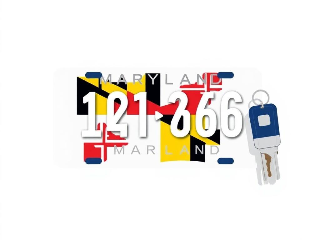 Maryland license plate and key